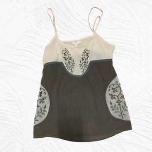 Solemio sheer embroidered spaghetti strap size small tank